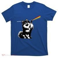 Funny Pomeranian Dog Rock Music Rainbow Fun Dark Side Moon T-Shirt thumb 0