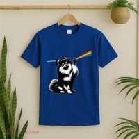 Funny Pomeranian Dog Rock Music Rainbow Fun Dark Side Moon T-Shirt thumb 2