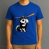 Funny Pomeranian Dog Rock Music Rainbow Fun Dark Side Moon T-Shirt thumb 3