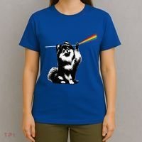Funny Pomeranian Dog Rock Music Rainbow Fun Dark Side Moon T-Shirt thumb 4
