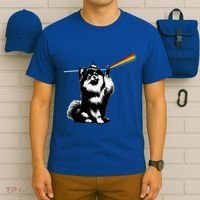 Funny Pomeranian Dog Rock Music Rainbow Fun Dark Side Moon T-Shirt thumb 6