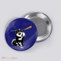 Funny Pomeranian Dog Rock Music Rainbow Fun Dark Side Moon Button thumb 0
