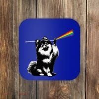 Funny Pomeranian Dog Rock Music Rainbow Fun Dark Side Moon Coaster thumb 0