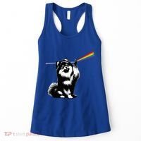 Funny Pomeranian Dog Rock Music Rainbow Fun Dark Side Moon Women's Tank Top thumb 0