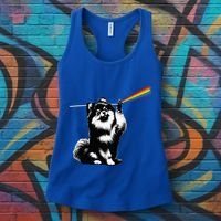 Funny Pomeranian Dog Rock Music Rainbow Fun Dark Side Moon Women's Tank Top thumb 3