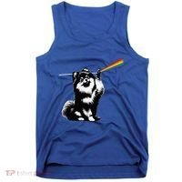 Funny Pomeranian Dog Rock Music Rainbow Fun Dark Side Moon Tank Top thumb 0