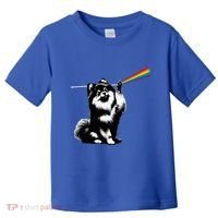 Funny Pomeranian Dog Rock Music Rainbow Fun Dark Side Moon Toddler T-Shirt thumb 0