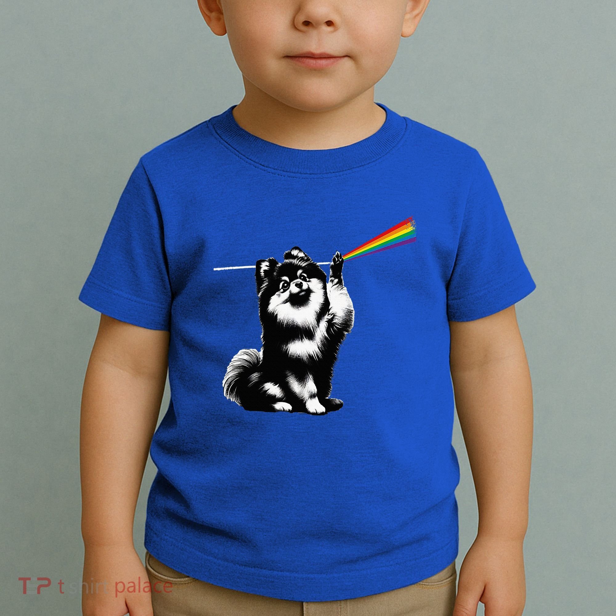 Funny Pomeranian Dog Rock Music Rainbow Fun Dark Side Moon Toddler T-Shirt