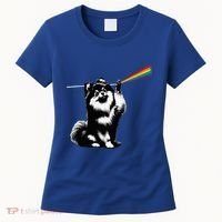 Funny Pomeranian Dog Rock Music Rainbow Fun Dark Side Moon Women's T-Shirt thumb 0