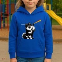 Funny Pomeranian Dog Rock Music Rainbow Fun Dark Side Moon Kids Hoodie thumb 3