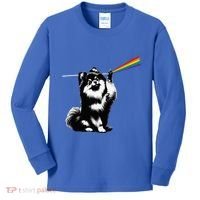 Funny Pomeranian Dog Rock Music Rainbow Fun Dark Side Moon Kids Long Sleeve Shirt thumb 0