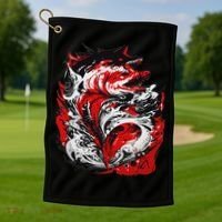 Fishing Power Dynamics Of Nature Jumping Salmon Angler Golf Towel thumb 1