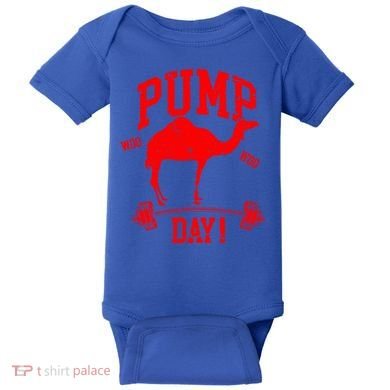 Funny Pump Day Hump Day Camel Weight Lifting Training Gym Gift Baby Bodysuit