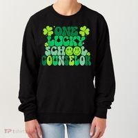 Funny Patrick's Day, Groovy Teacher One Lucky School Counselor Women's Sweatshirt thumb 0