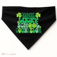 Funny Patrick's Day, Groovy Teacher One Lucky School Counselor USA-Made Doggie Bandana thumb 0