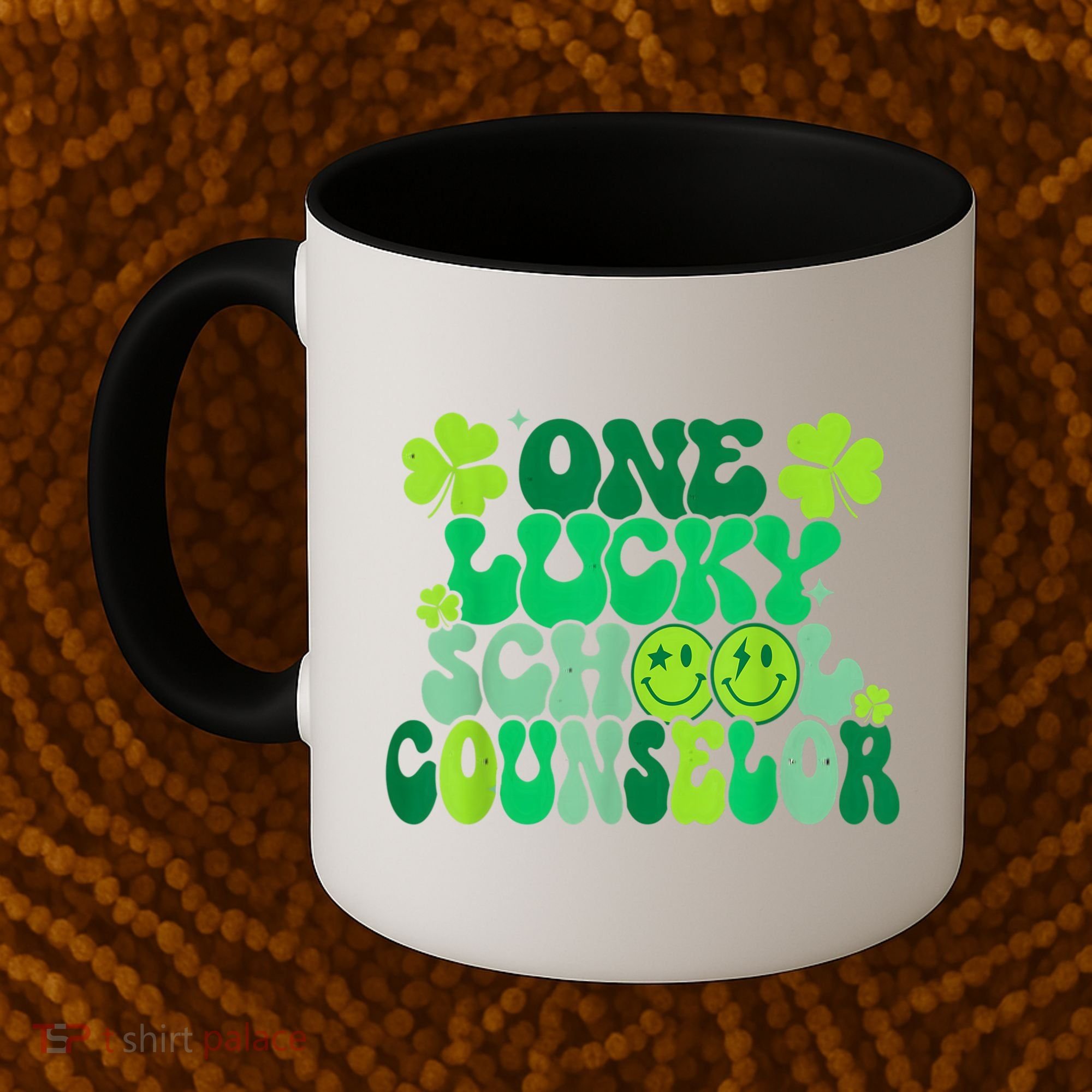 Funny Patrick's Day, Groovy Teacher One Lucky School Counselor Coffee Mug