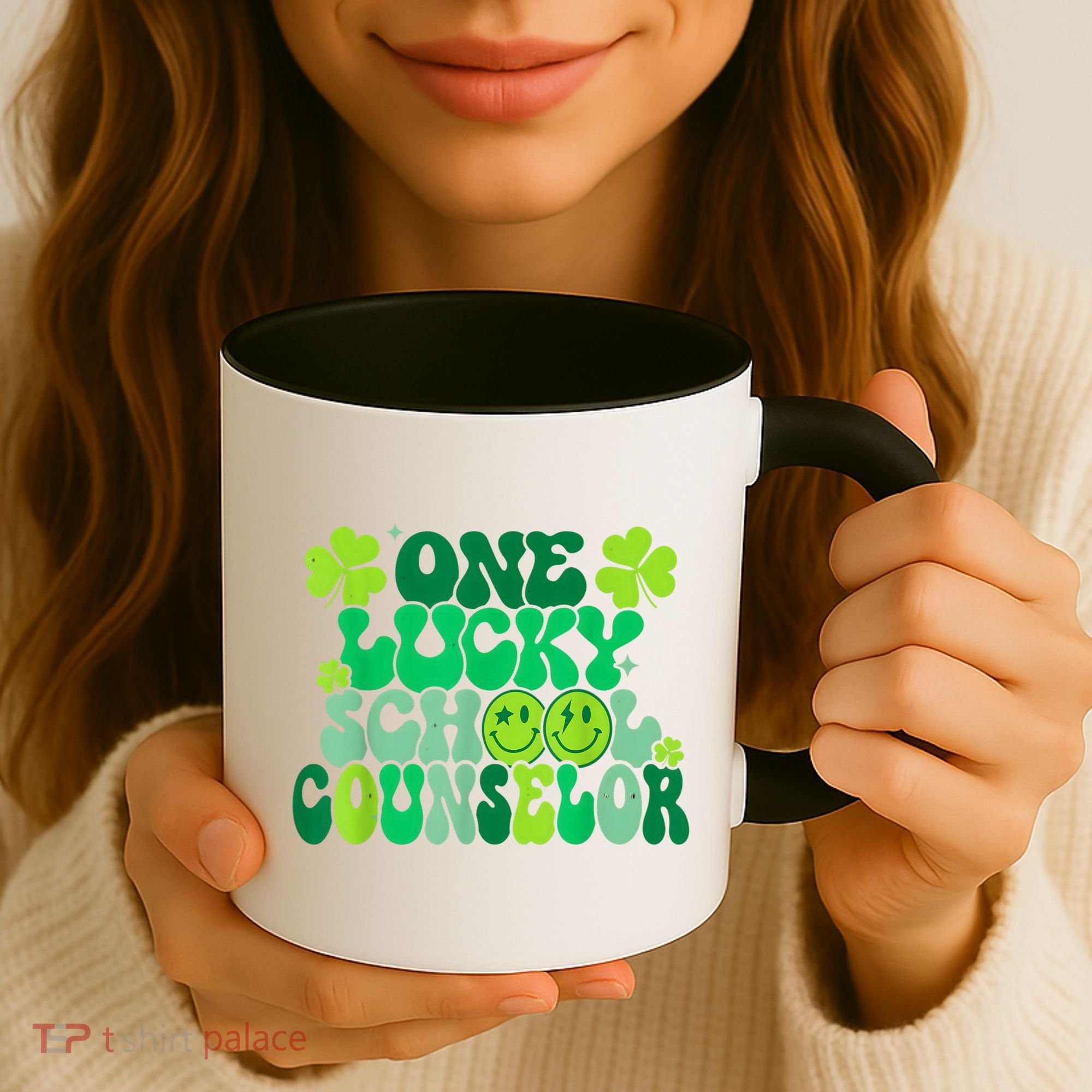 Funny Patrick's Day, Groovy Teacher One Lucky School Counselor Coffee Mug