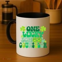 Funny Patrick's Day, Groovy Teacher One Lucky School Counselor Coffee Mug thumb 4