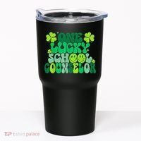 Funny Patrick's Day, Groovy Teacher One Lucky School Counselor Tumbler thumb 0