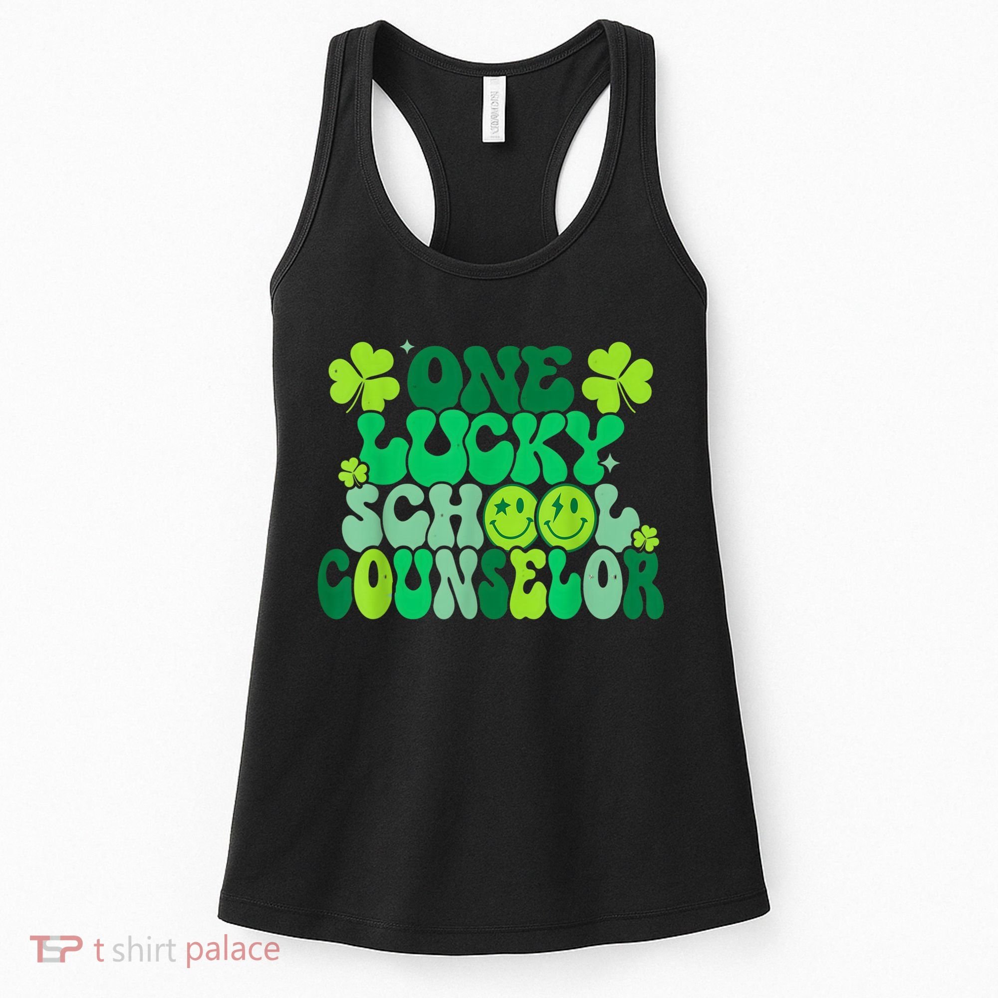 Funny Patrick's Day, Groovy Teacher One Lucky School Counselor Women's Tank Top