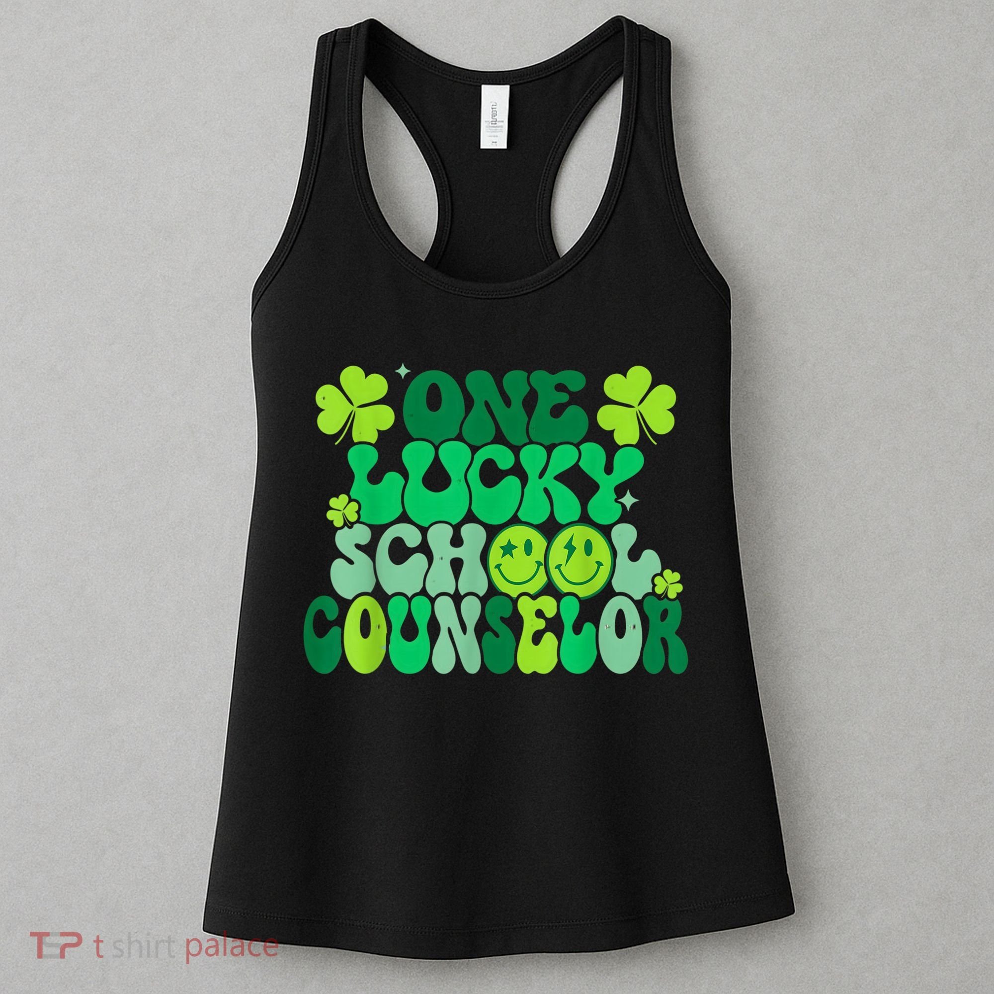 Funny Patrick's Day, Groovy Teacher One Lucky School Counselor Women's Tank Top