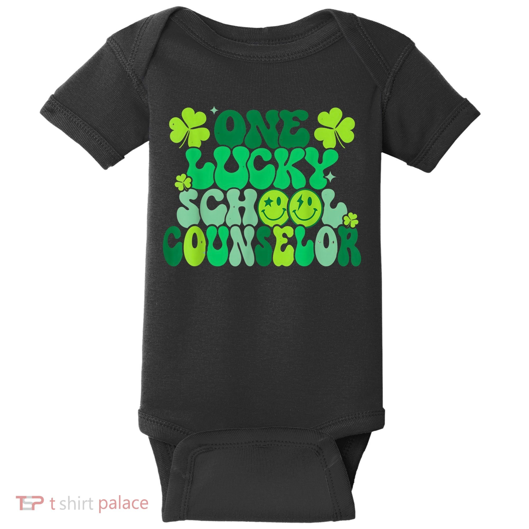 Funny Patrick's Day, Groovy Teacher One Lucky School Counselor Baby Bodysuit