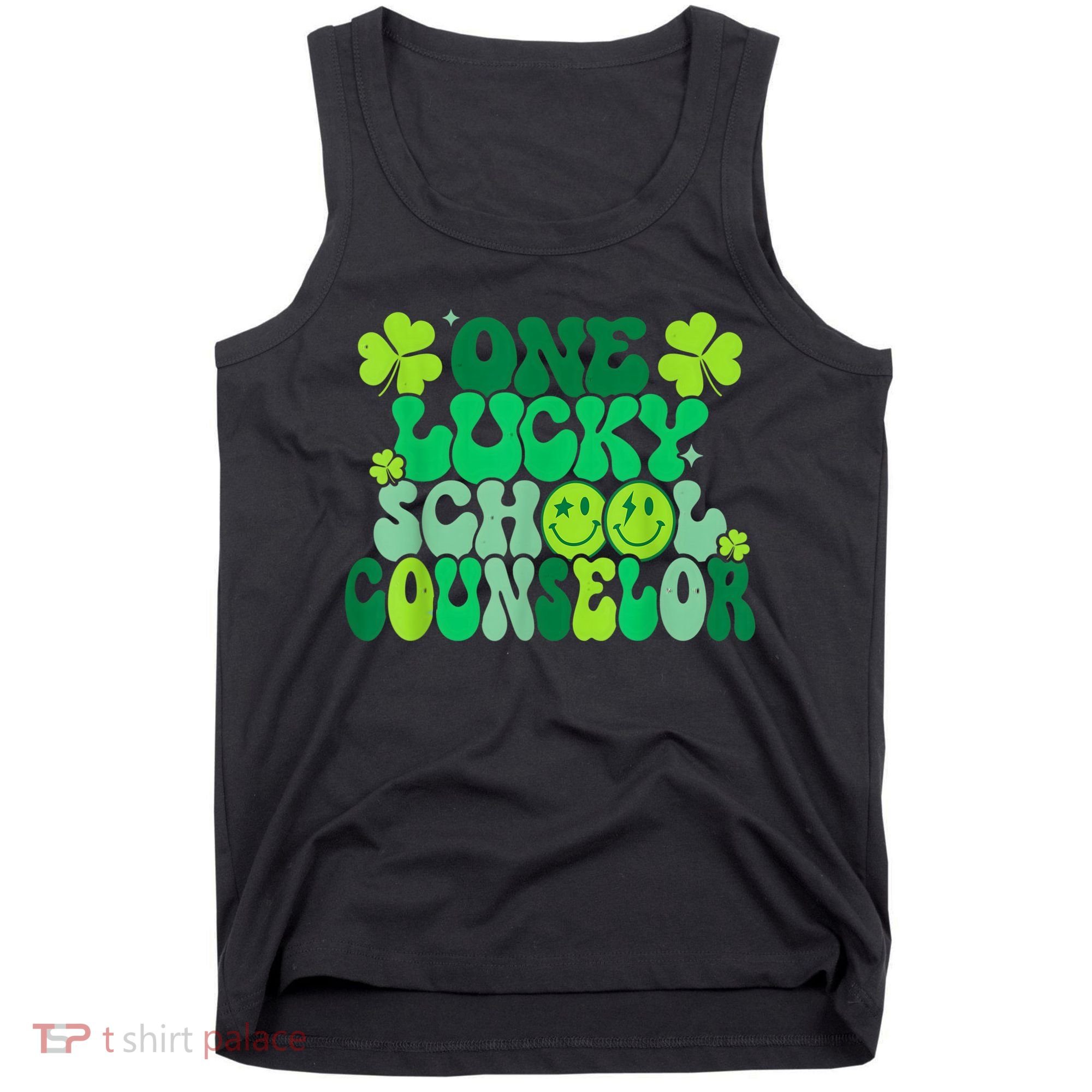 Funny Patrick's Day, Groovy Teacher One Lucky School Counselor Tank Top