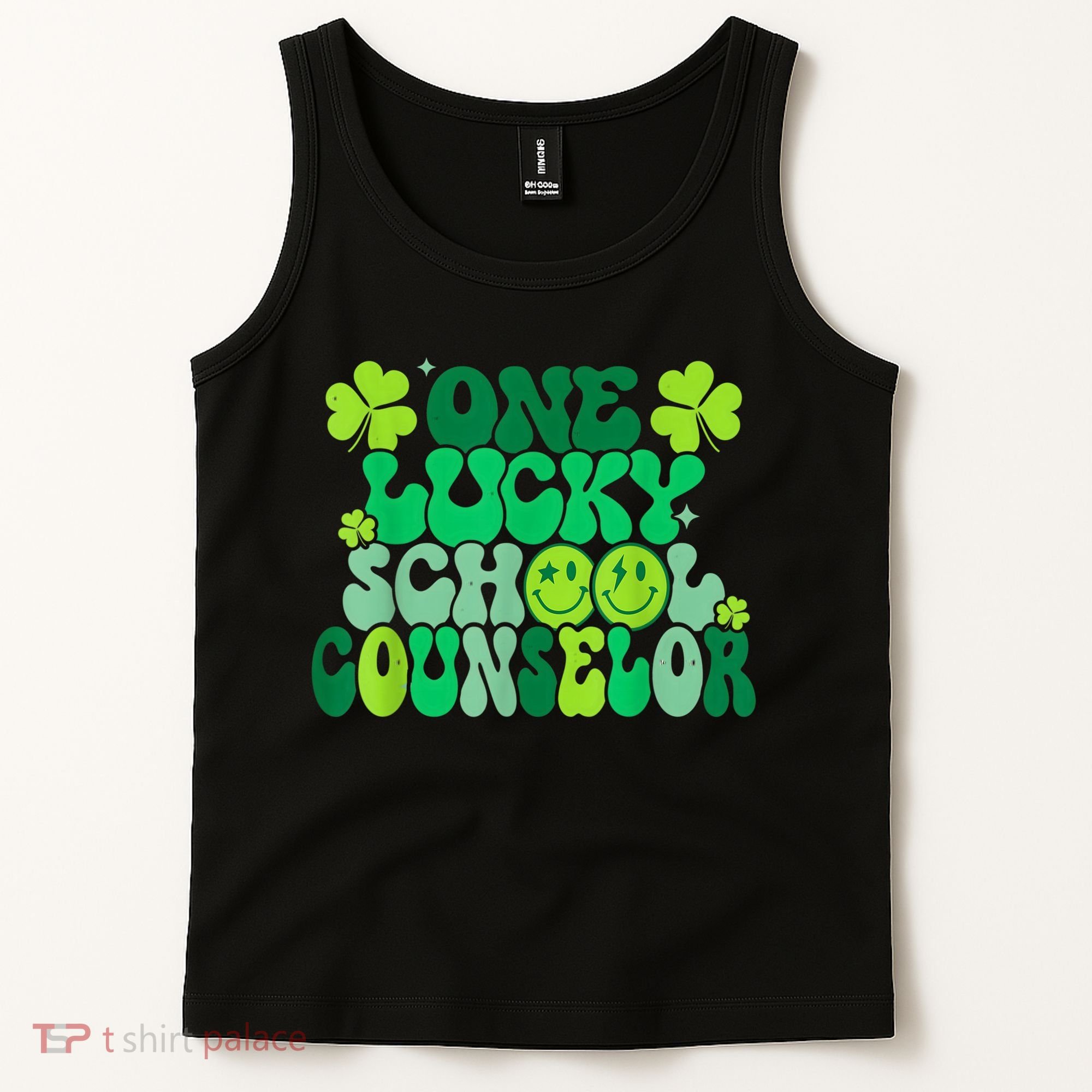 Funny Patrick's Day, Groovy Teacher One Lucky School Counselor Tank Top