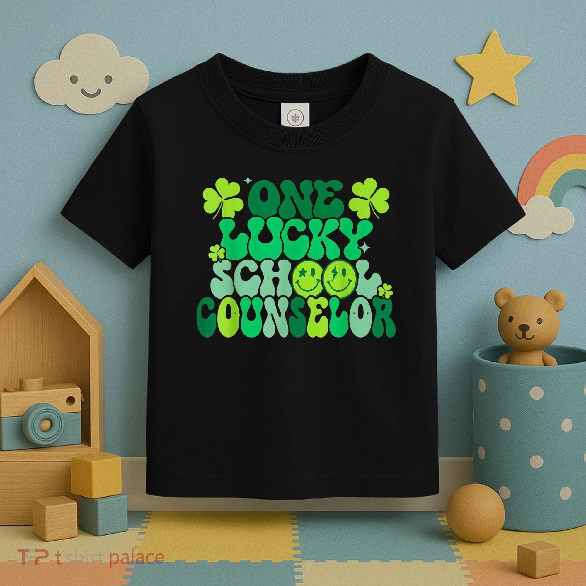 Funny Patrick's Day, Groovy Teacher One Lucky School Counselor Toddler T-Shirt