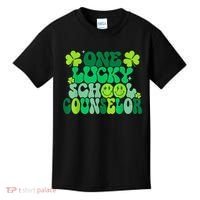 Funny Patrick's Day, Groovy Teacher One Lucky School Counselor Kids T-Shirt thumb 0