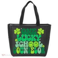 Funny Patrick's Day, Groovy Teacher One Lucky School Counselor Tote Bag thumb 0