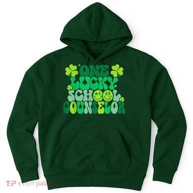 Funny Patrick's Day, Groovy Teacher One Lucky School Counselor Hoodie