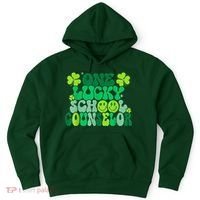 Funny Patrick's Day, Groovy Teacher One Lucky School Counselor Hoodie thumb 0