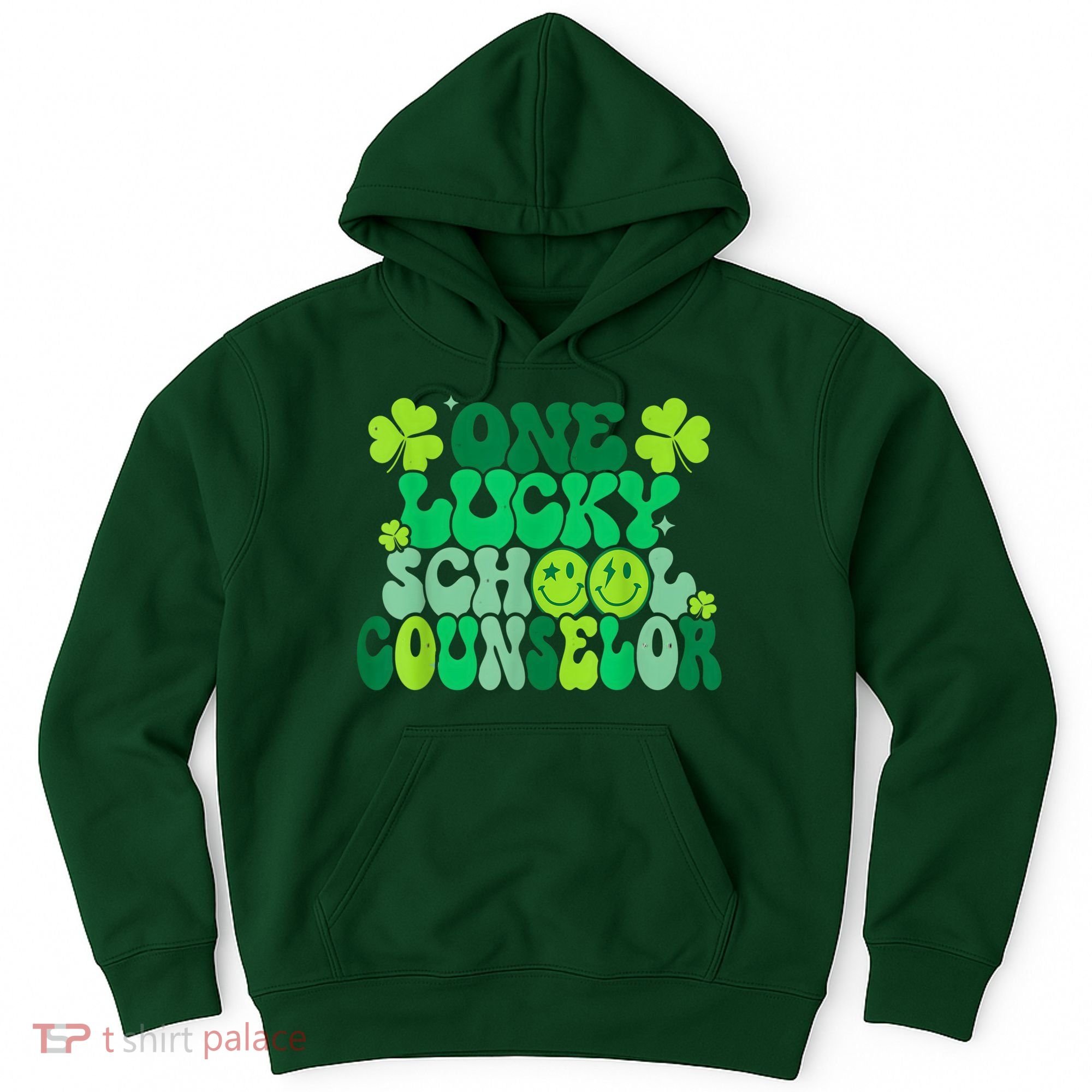 Funny Patrick's Day, Groovy Teacher One Lucky School Counselor Hoodie