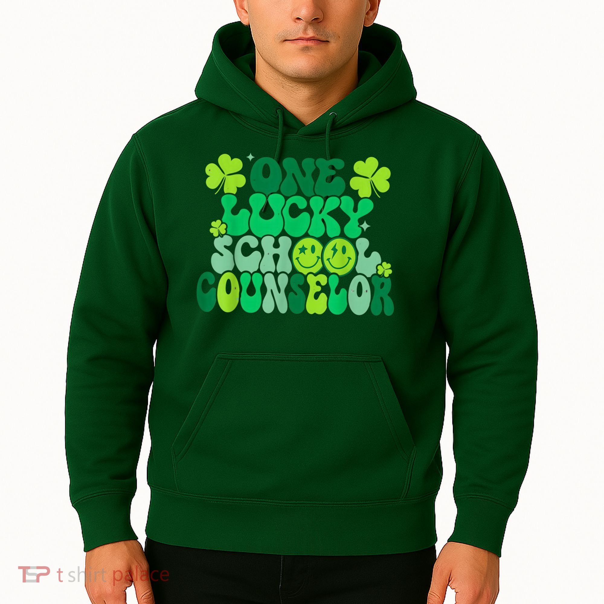 Funny Patrick's Day, Groovy Teacher One Lucky School Counselor Hoodie