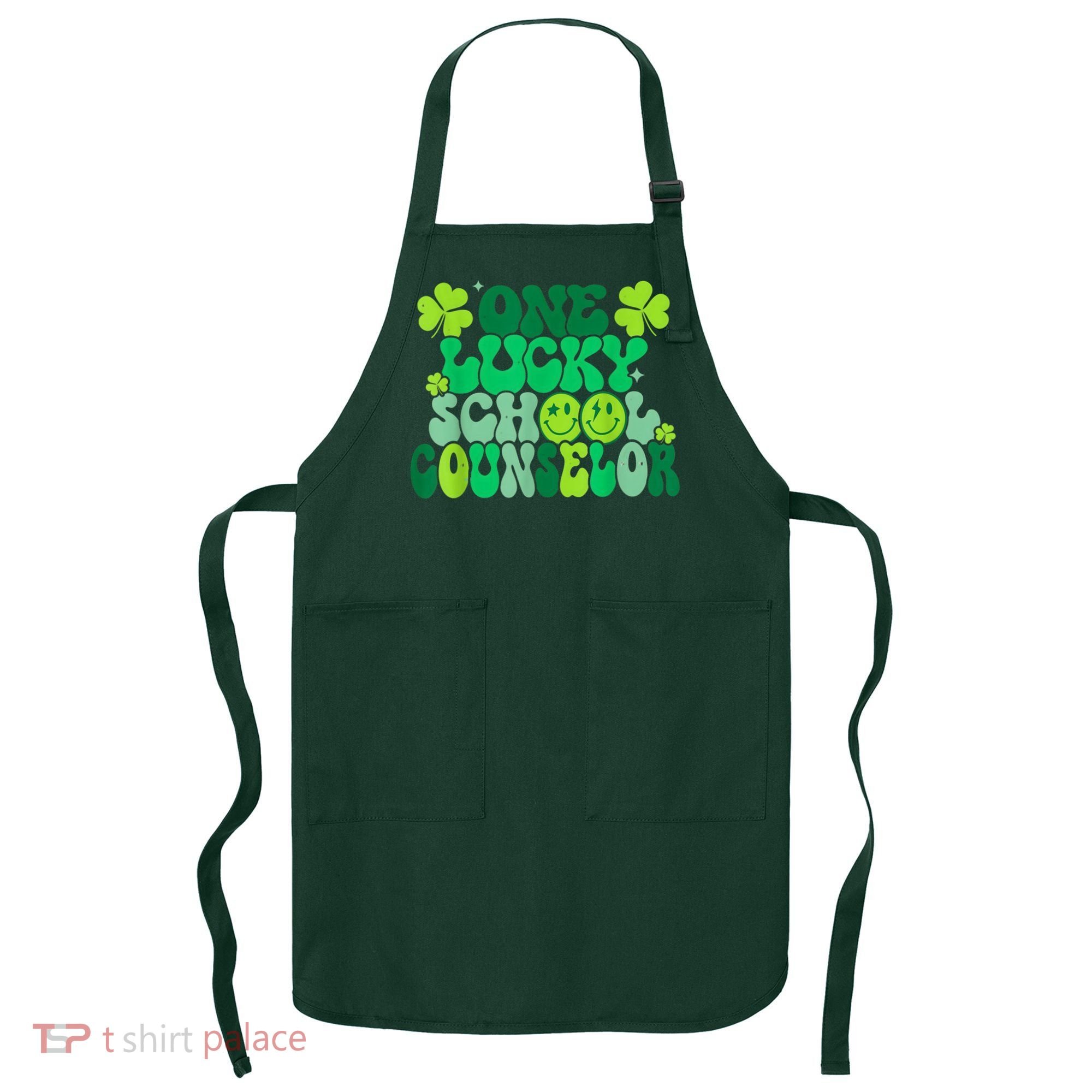 Funny Patrick's Day, Groovy Teacher One Lucky School Counselor Apron