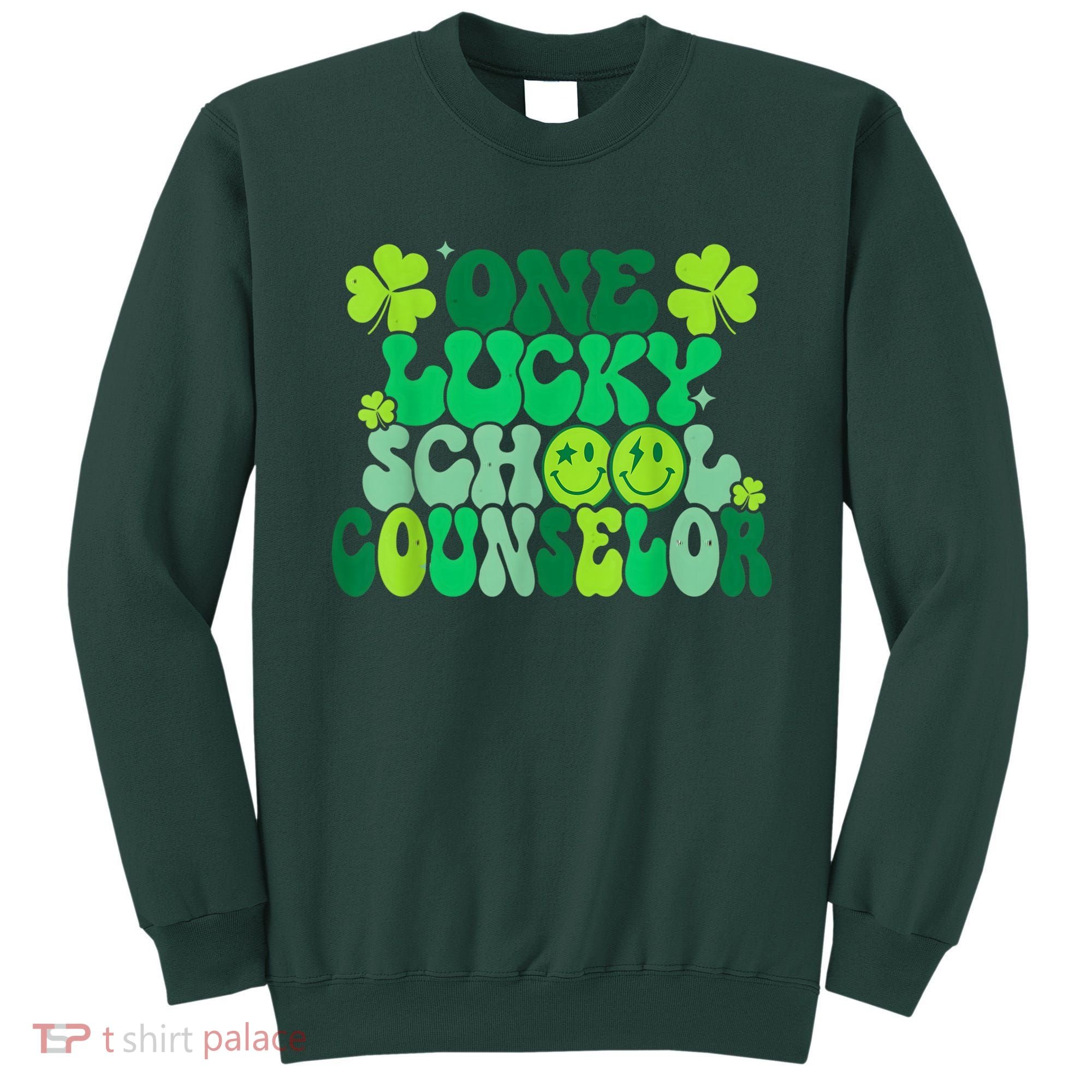 Funny Patrick's Day, Groovy Teacher One Lucky School Counselor Sweatshirt
