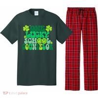 Funny Patrick's Day, Groovy Teacher One Lucky School Counselor Pajama Set thumb 0