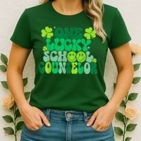 Funny Patrick's Day, Groovy Teacher One Lucky School Counselor Women's T-Shirt thumb 2