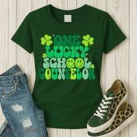 Funny Patrick's Day, Groovy Teacher One Lucky School Counselor Women's T-Shirt thumb 3