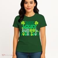 Funny Patrick's Day, Groovy Teacher One Lucky School Counselor Women's T-Shirt thumb 4