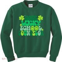 Funny Patrick's Day, Groovy Teacher One Lucky School Counselor Kids Sweatshirt thumb 0