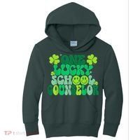 Funny Patrick's Day, Groovy Teacher One Lucky School Counselor Kids Hoodie thumb 0
