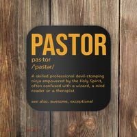 Funny Pastor Definition Gift Christian Preachers Women Coaster thumb 0