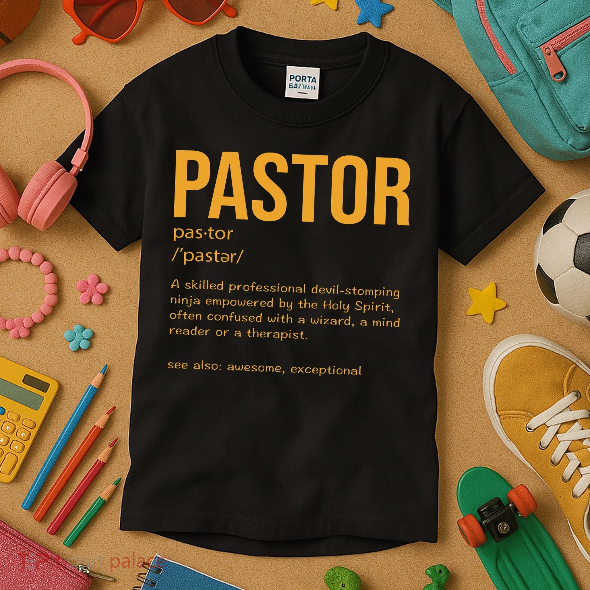 Funny Pastor Definition Gift Christian Preachers Women Kids T-Shirt