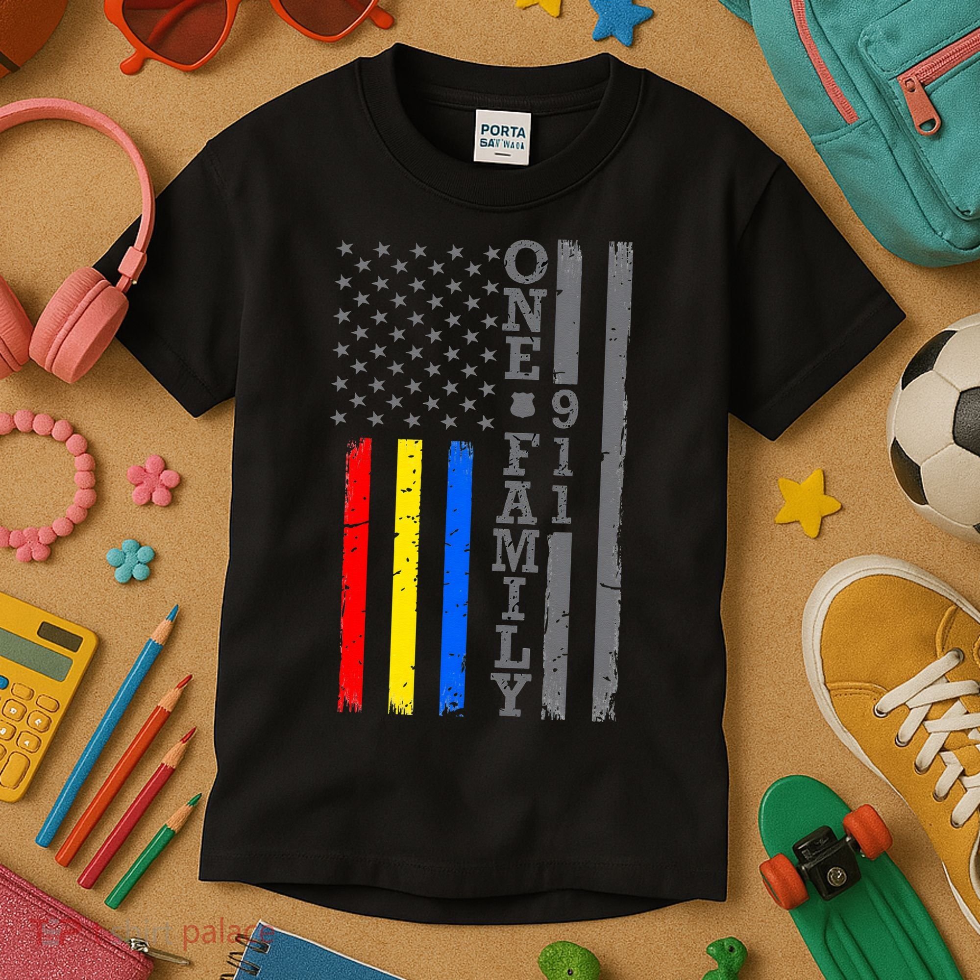 Fire Police Dispatcher 911 Emergency Services Kids T-Shirt