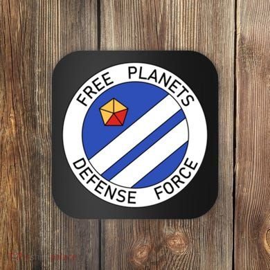 Free Planets Defense Force Insignia Corner Print Coaster