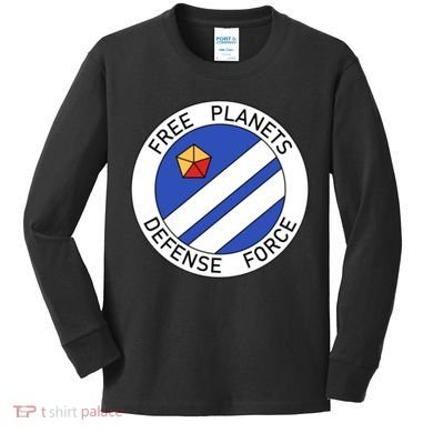 Free Planets Defense Force Insignia Corner Print Kids Long Sleeve Shirt