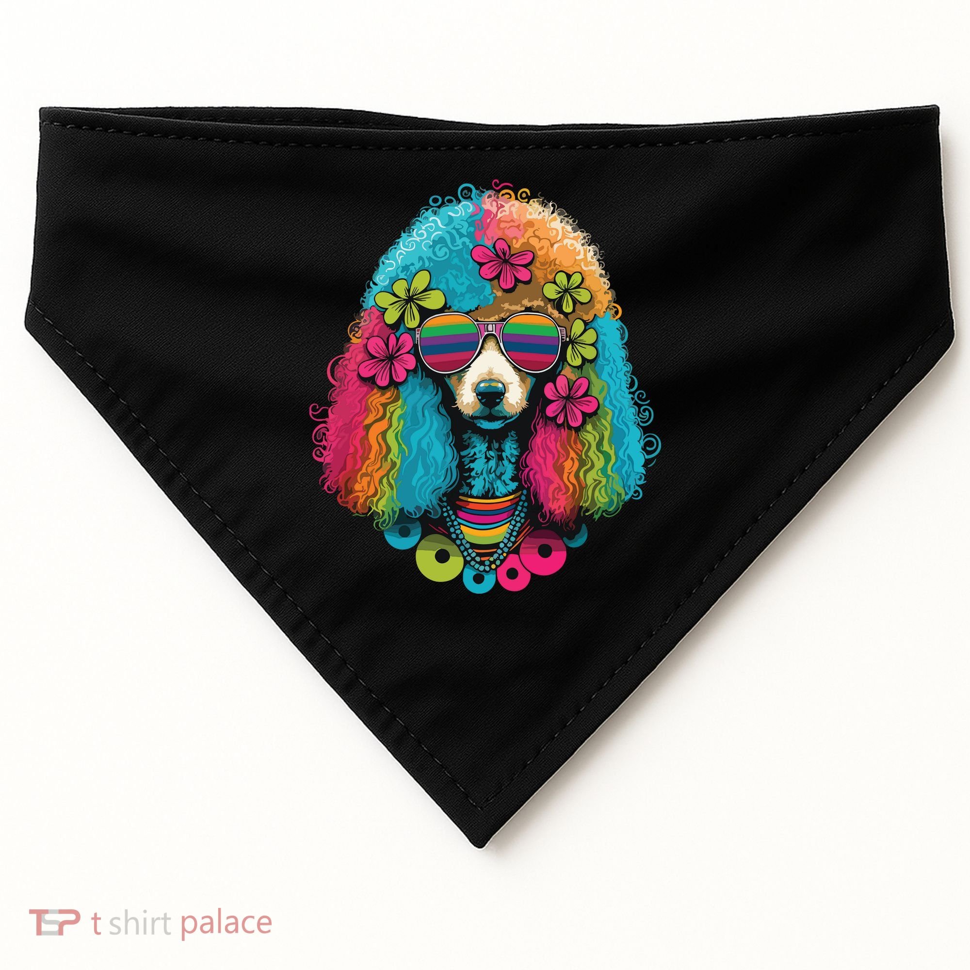 Funny Poodle Dog Miniature Poodle Toy Poodle Hippie USA-Made Doggie Bandana