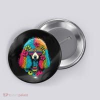 Funny Poodle Dog Miniature Poodle Toy Poodle Hippie Button thumb 0